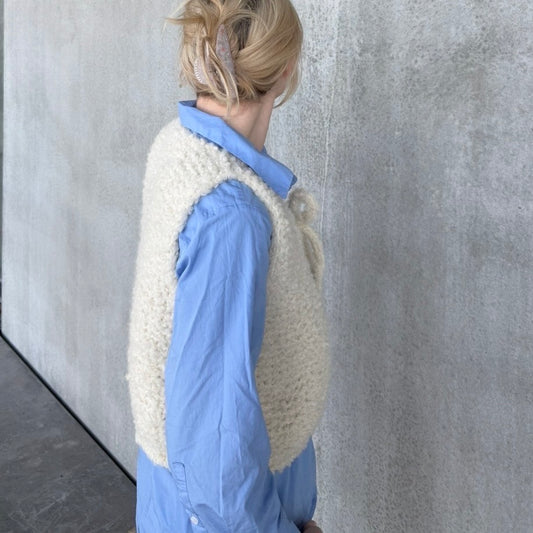Be My Teddy Vest - strikkekit / Naturhvid (ufarvet)